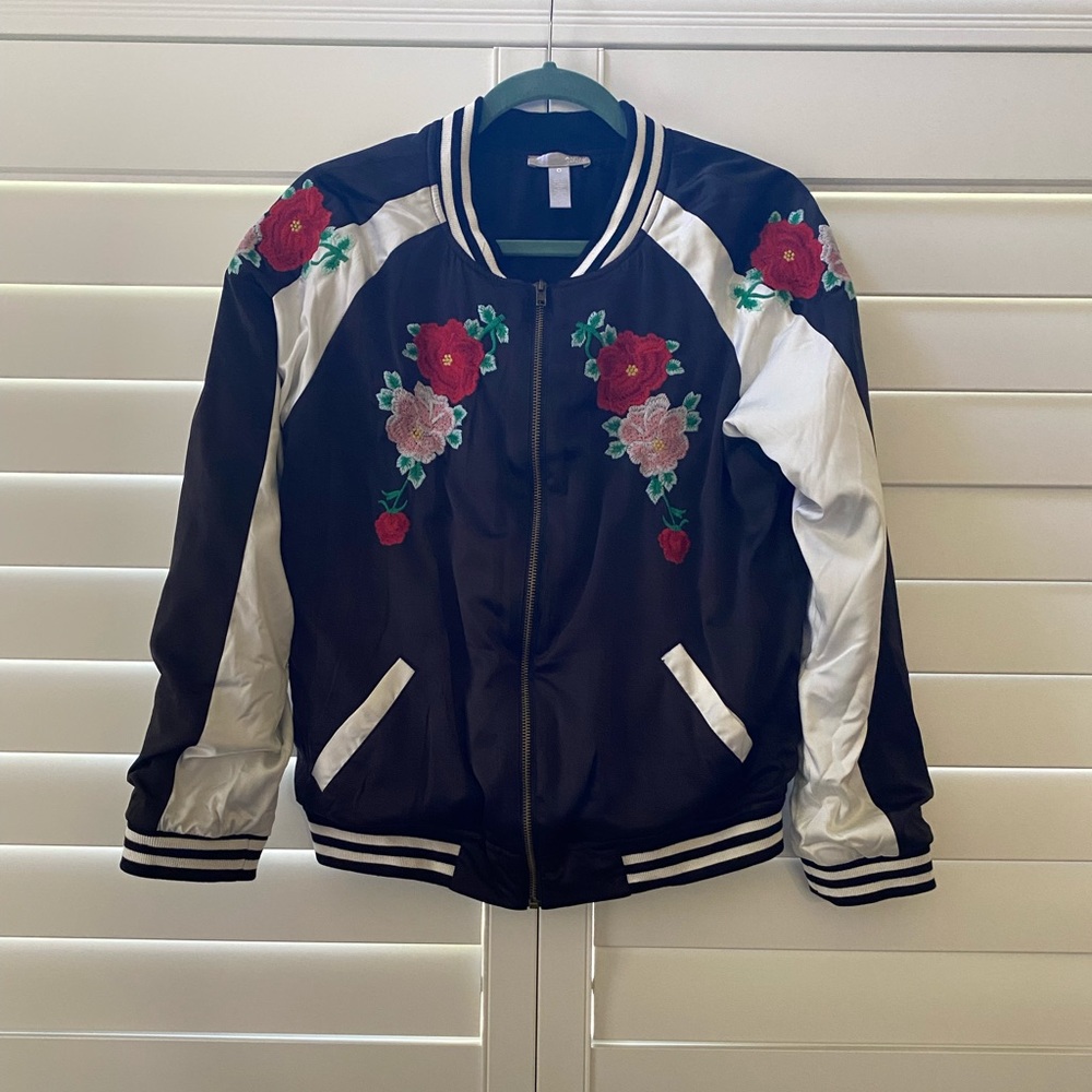 Aqua Capsule Floral Bomber Jacket